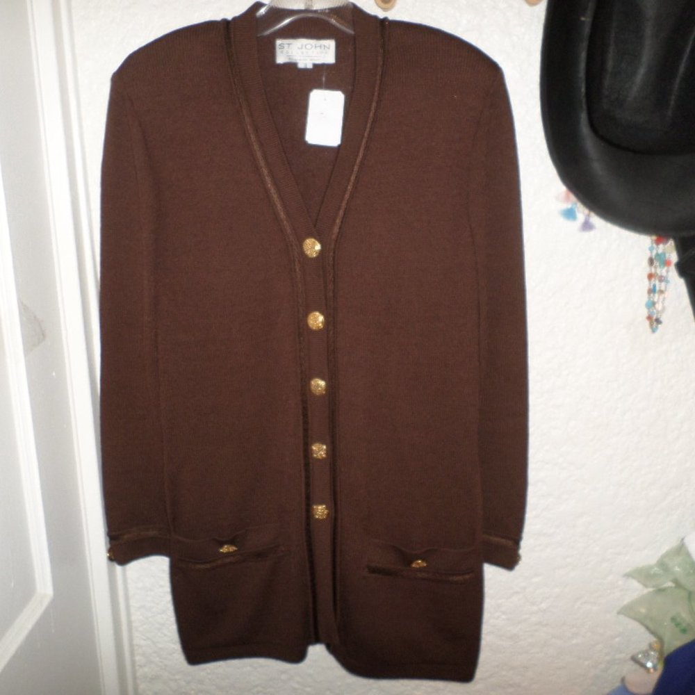 St John Collection Brown Knit Sweater Size 8